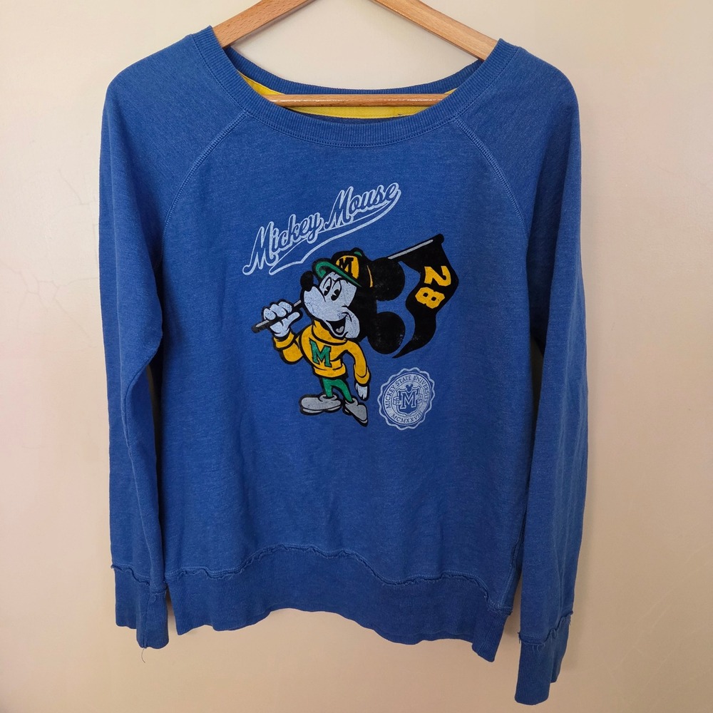 Disney Parks Mickey Mouse State University Collegiate Graphic Sweatshirt Blue L